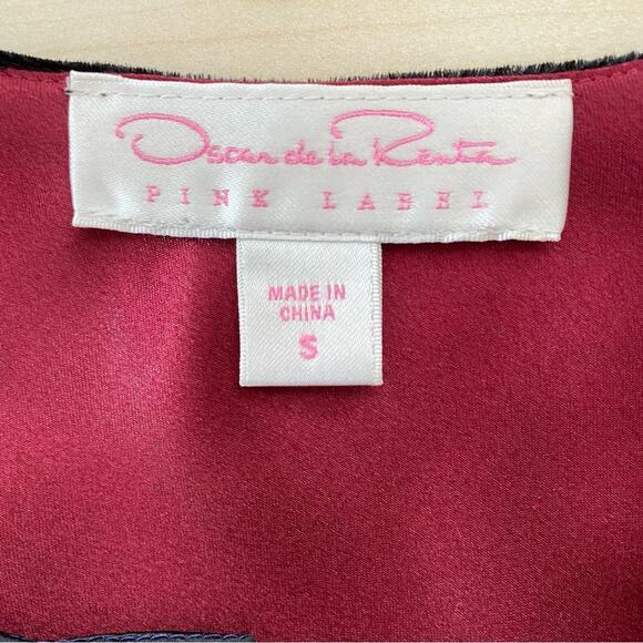 Oscar De La Renta Pink Label Velvet Top Womens Size S Satin Trim Black Slit Side - Picture 11 of 13